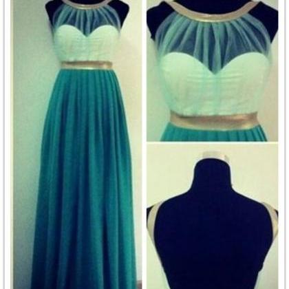 White Blue Illusion Halter Top Long Pleated..